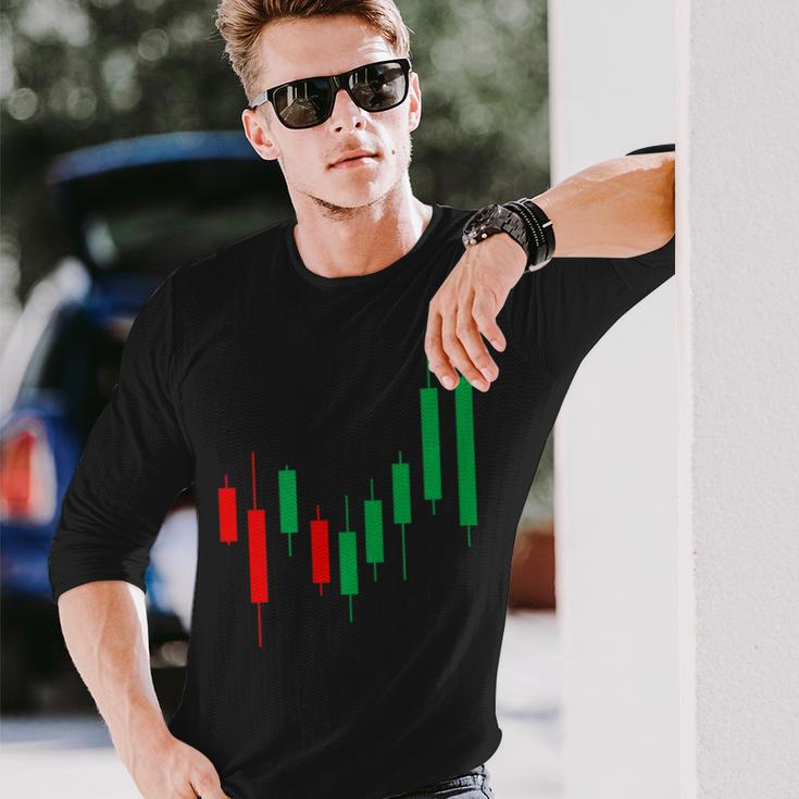 株式トレーダーローソク足ハートビートデーブローカーライフアパレル 長袖Tシャツ 彼への贈り物