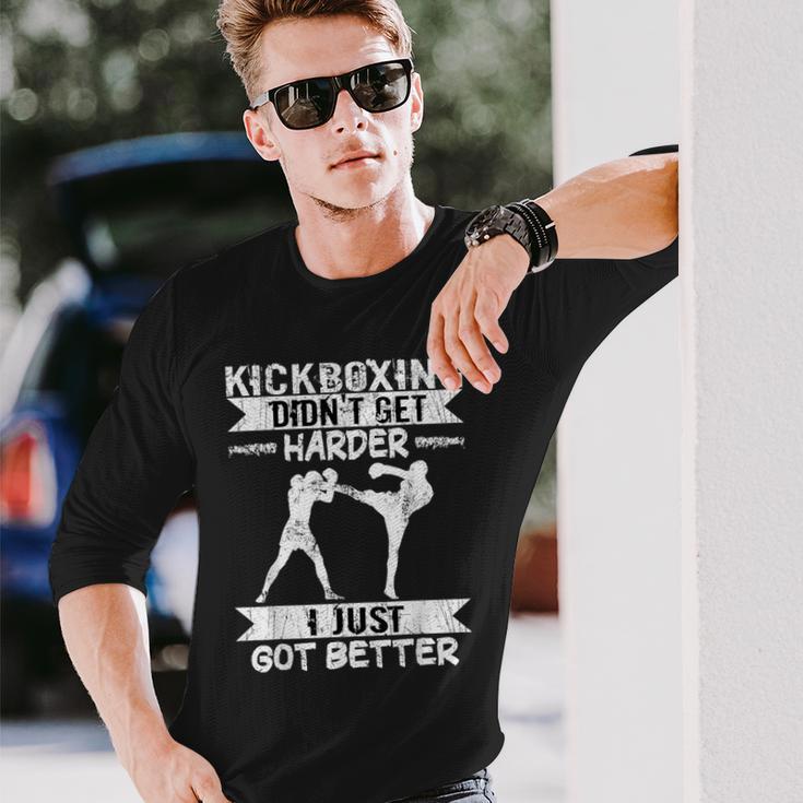 メンズ 格闘技戦闘機 キックボクシング Didn't Get Hardder キックボクシング 長袖Tシャツ 彼への贈り物