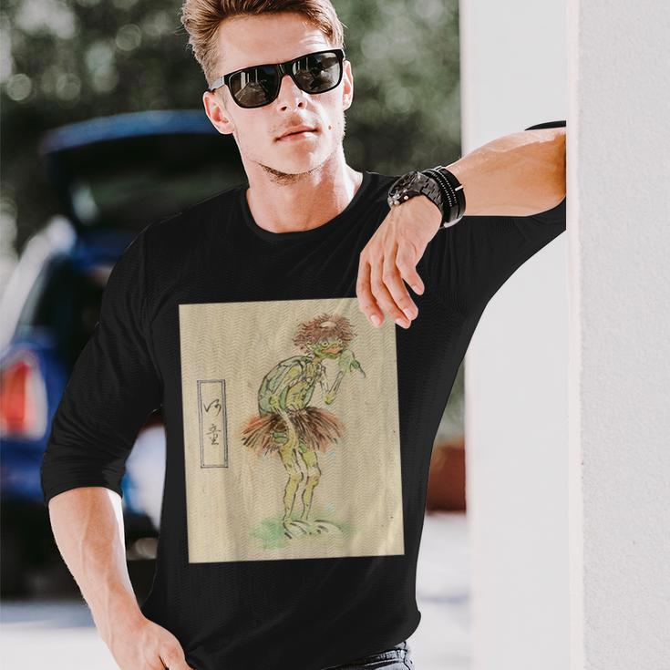 河童【日本の妖怪シリーズ】 長袖Tシャツ 彼への贈り物