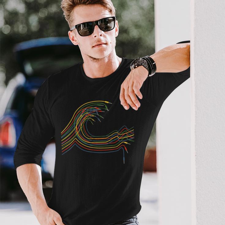 波 の モジュラー・シンセサイザー ミュージシャン 長袖Tシャツ 彼への贈り物