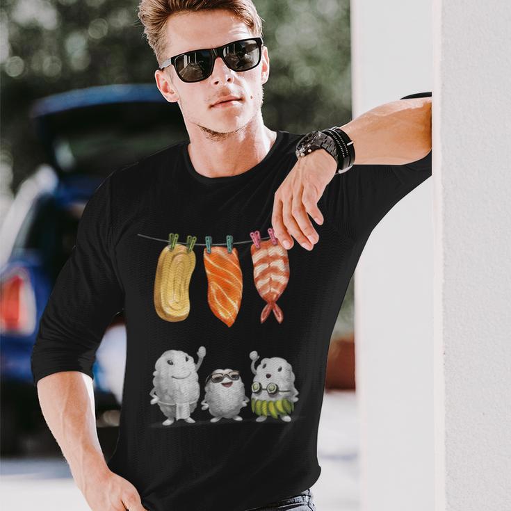 洗濯 する 寿司 すし たまご サーモン えび 長袖Tシャツ 彼への贈り物