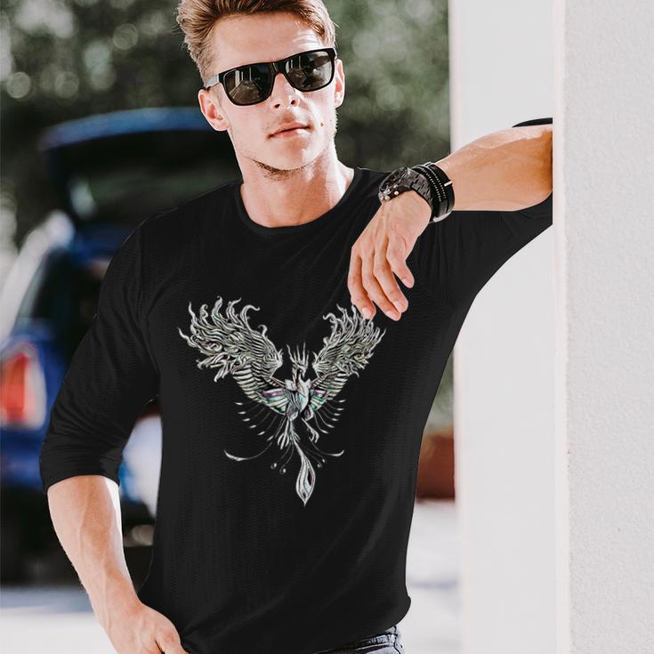 灰からのフェニックス フェニックス バード 不死鳥 長袖Tシャツ 彼への贈り物