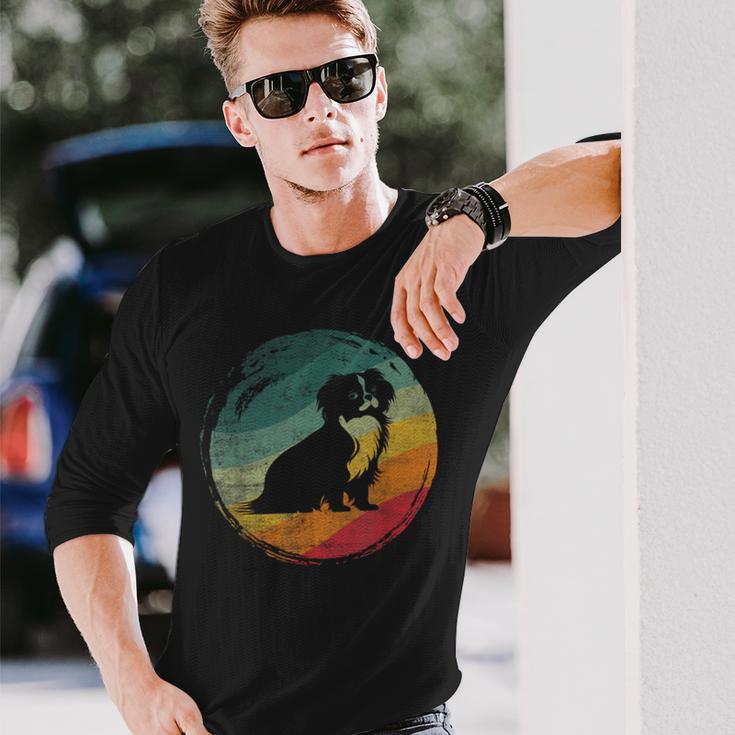 狆犬のレトロなデザイン 長袖Tシャツ 彼への贈り物