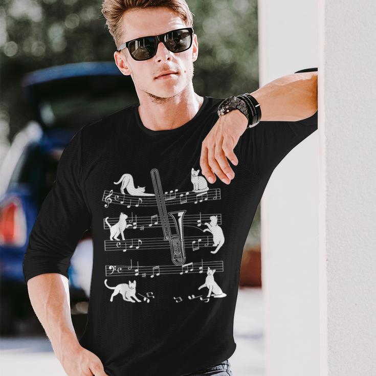 猫好きのトロンボーン奏者のためのトロンボーン猫。 長袖Tシャツ 彼への贈り物