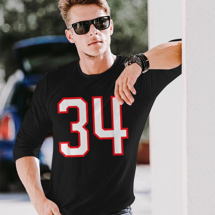 番号 34 スポーツ ホワイト レッド 代表番号 長袖Tシャツ 彼への贈り物