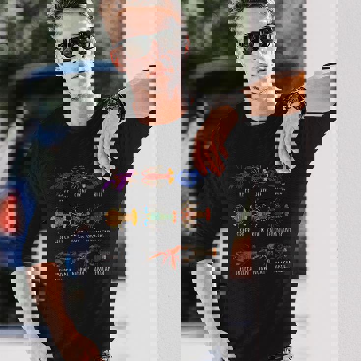 異なるタイプのロブスター種チャート海洋生物学 長袖Tシャツ 彼への贈り物