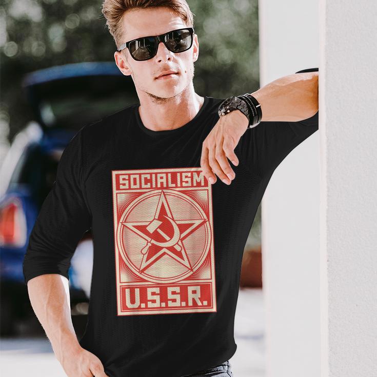 社会主義ソ連ovi8 ヴィンテージプロパガンダ。 長袖Tシャツ 彼への贈り物