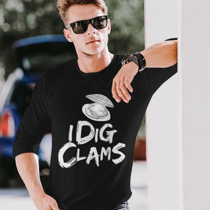 私は潮干狩り潮干狩り潮干狩りシャツシェルレーキを掘る 長袖Tシャツ 彼への贈り物