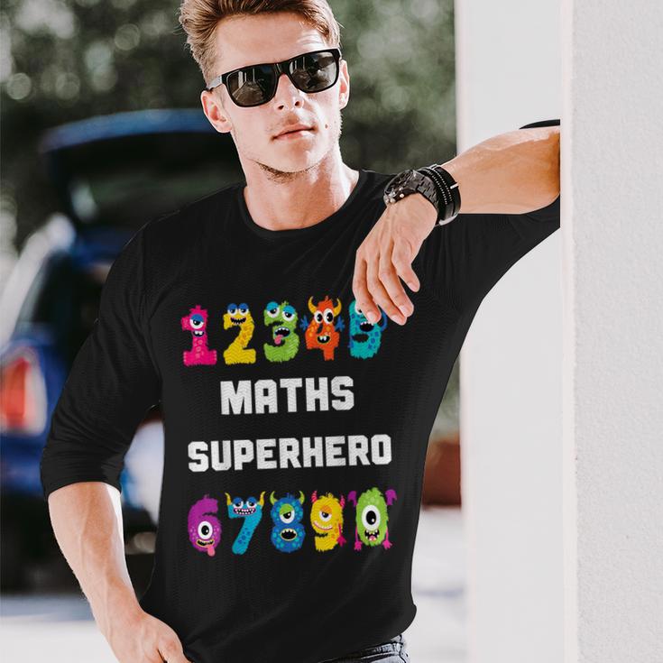 算数スーパーヒーロー、面白いモンスターナンバー、算数 長袖Tシャツ 彼への贈り物