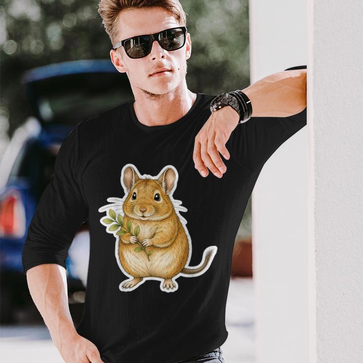 緑の枝を持つデグー 長袖Tシャツ 彼への贈り物