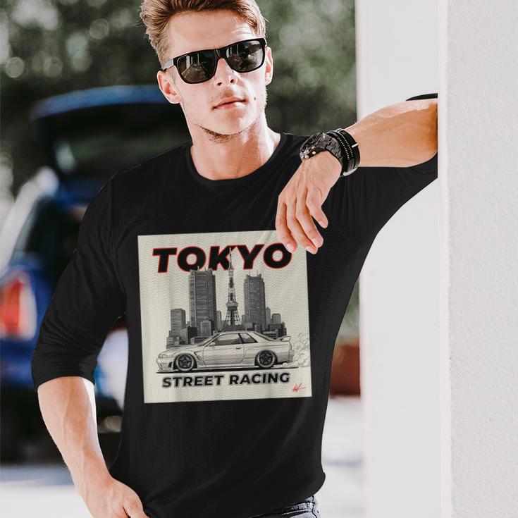 自動車愛好家のための東京ストリートレーシングカーデザイン 長袖Tシャツ 彼への贈り物