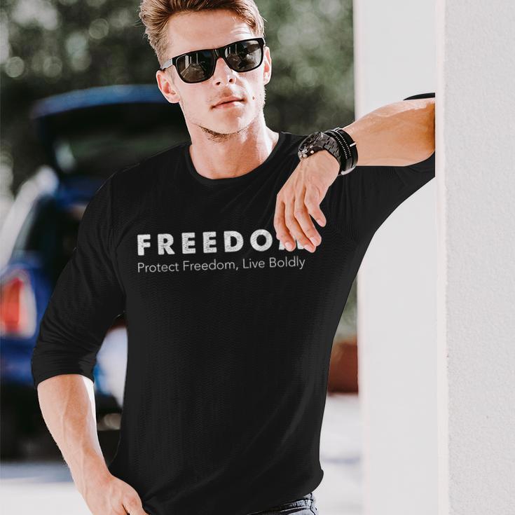 自由を守る 独立 自由 人権 自由 長袖Tシャツ 彼への贈り物