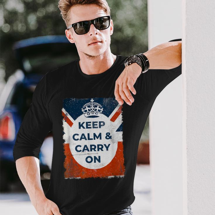 落ち着いてキャリー・オン・ユニオンジャック 長袖Tシャツ 彼への贈り物