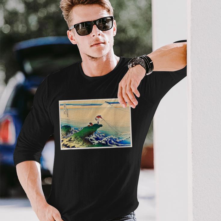 葛飾北斎 富嶽三六景 名作アート 絵画 メンズ レディース 面白い 服 美術 おもしろ 釣り人 長袖Tシャツ 彼への贈り物