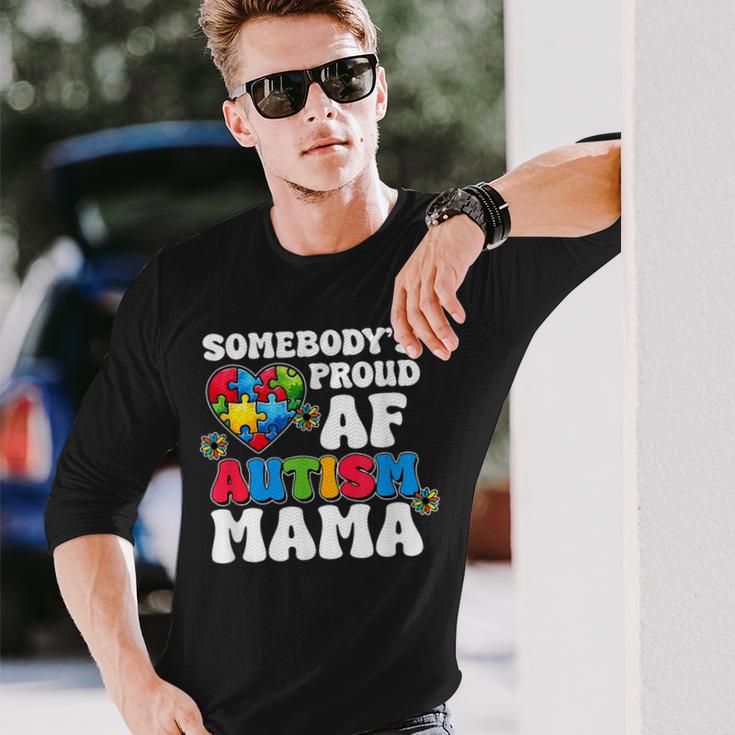 誰かの自慢の自閉症ママの自閉症啓発 長袖Tシャツ 彼への贈り物