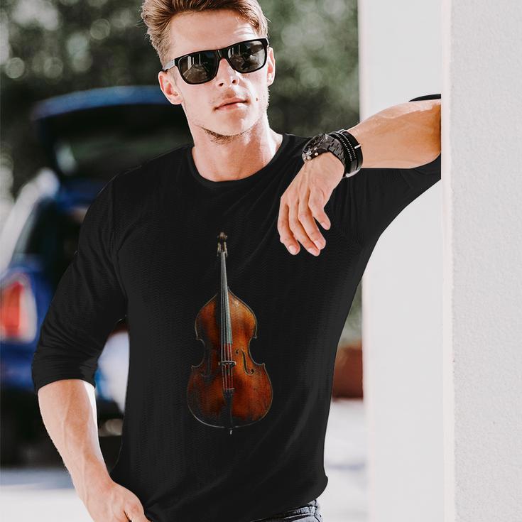 重低音 楽器 モチーフ 作品 コントラバス 長袖Tシャツ 彼への贈り物