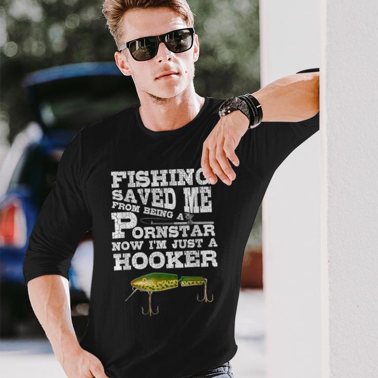 釣り用シャツ 面白いポルノスター バス ビッグフィッシュルアー 長袖Tシャツ 彼への贈り物