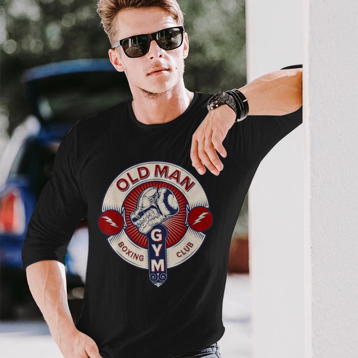 面白い総合格闘技オールドマンボクシングクラブコンバットスポーツアパレル 長袖Tシャツ 彼への贈り物