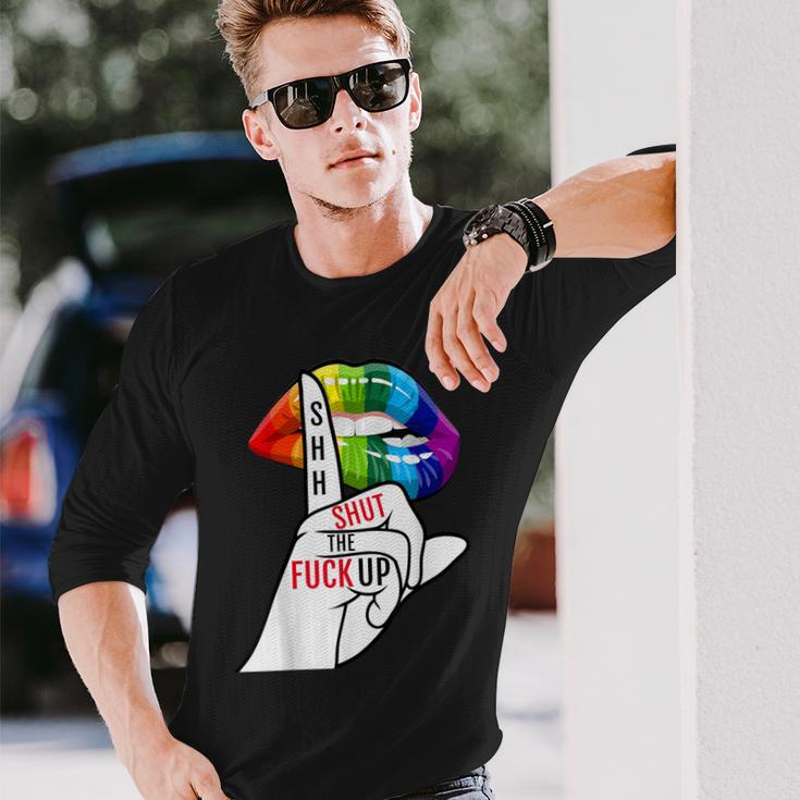 黙ってろよ Lgbtq 長袖Tシャツ 彼への贈り物