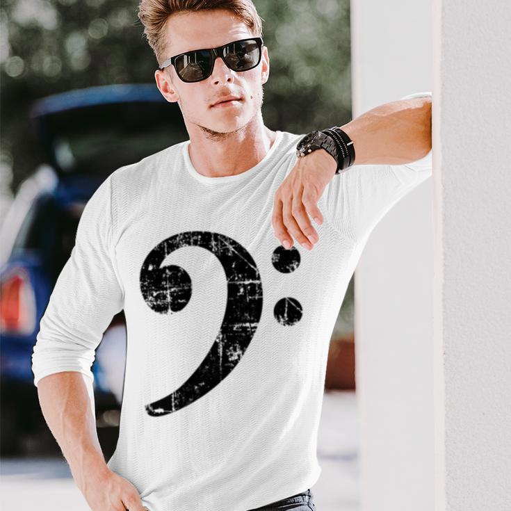 Bass Clef ビンテージブラック左 ベースプレイヤー 長袖tシャツ 長袖Tシャツ 彼への贈り物