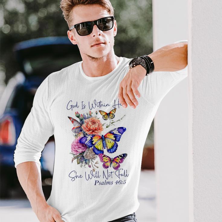 God Is Within Her Faith 聖句 詩篇 長袖Tシャツ 彼への贈り物
