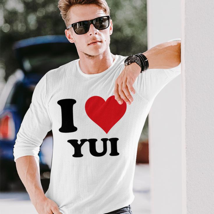 I Heart Yui ファーストネーム I Love パーソナライズ 長袖Tシャツ 彼への贈り物