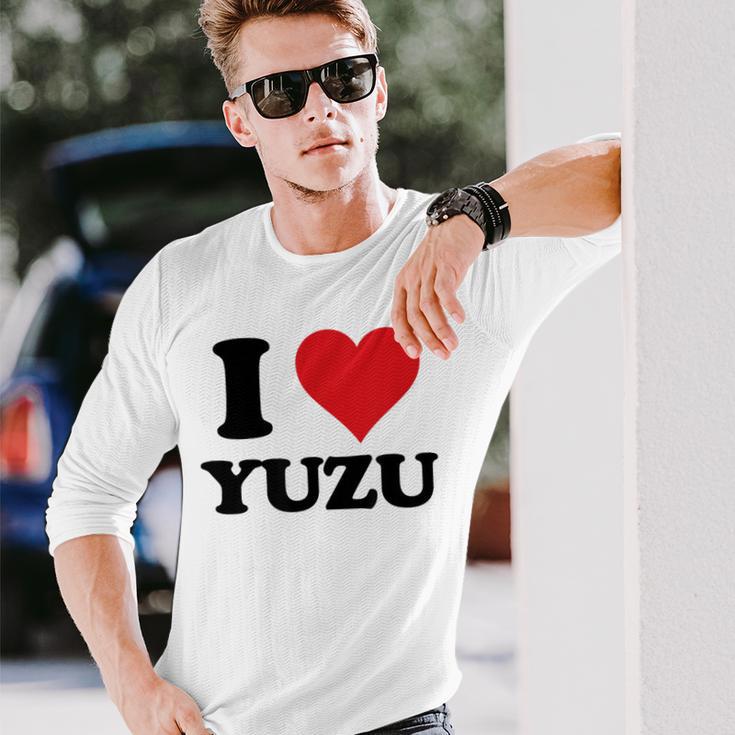 I Heart ゆず ファーストネーム I Love パーソナライズ 長袖Tシャツ 彼への贈り物