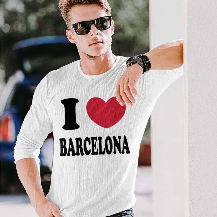 I Love Barcelona バルセロナが大好き 長袖Tシャツ 彼への贈り物