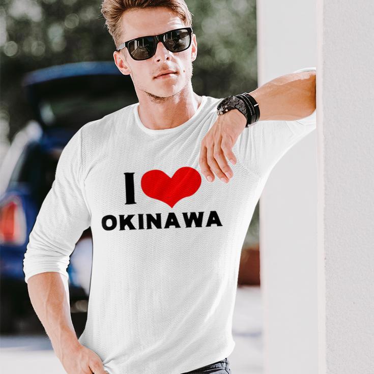 I Love Okinawa 愛 ハート 沖縄 沖縄県 日本 お土産 かわいい おしゃれ 長袖Tシャツ 彼への贈り物