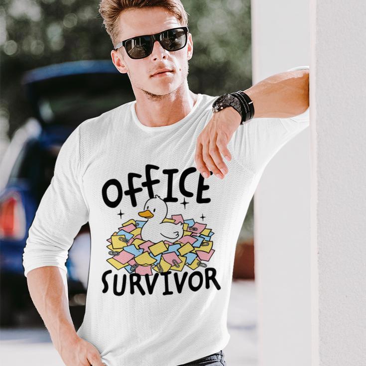 Officeurvivor かわいいアヒルの付箋 ユーモア 長袖tシャツ 長袖Tシャツ 彼への贈り物