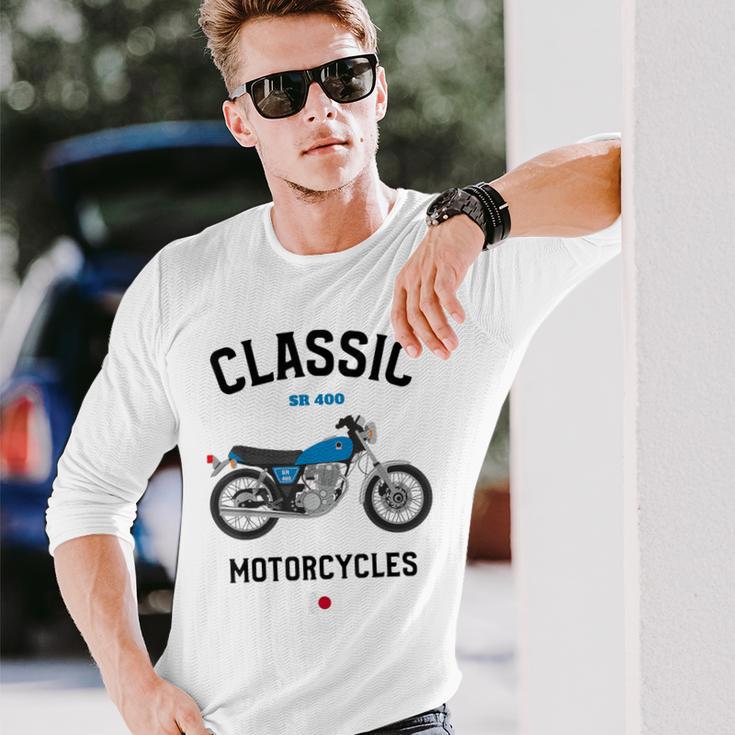 Sr 400 ブルー クラシックバイク モーターサイクリスト オートバイ 長袖Tシャツ 彼への贈り物