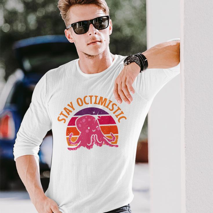 Stay Octimistic オクトパス 頭足類 イカ メンズ レディース 長袖Tシャツ 彼への贈り物