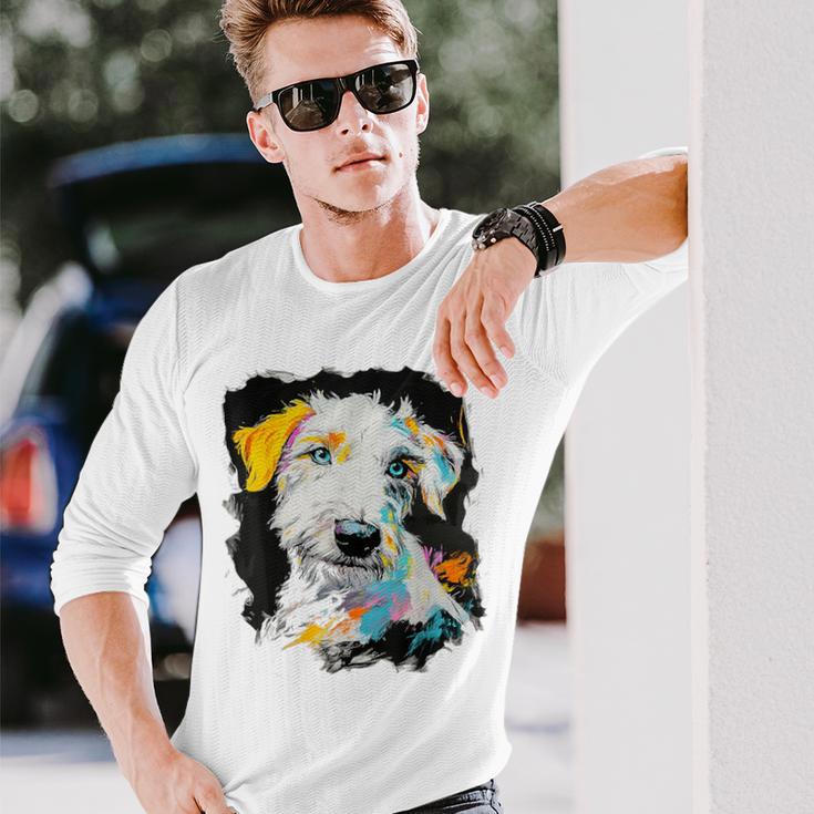 アイリッシュウルフハウンド 犬 モチーフ ペット 青い目 アイリッシュウルフハウンド 長袖Tシャツ 彼への贈り物