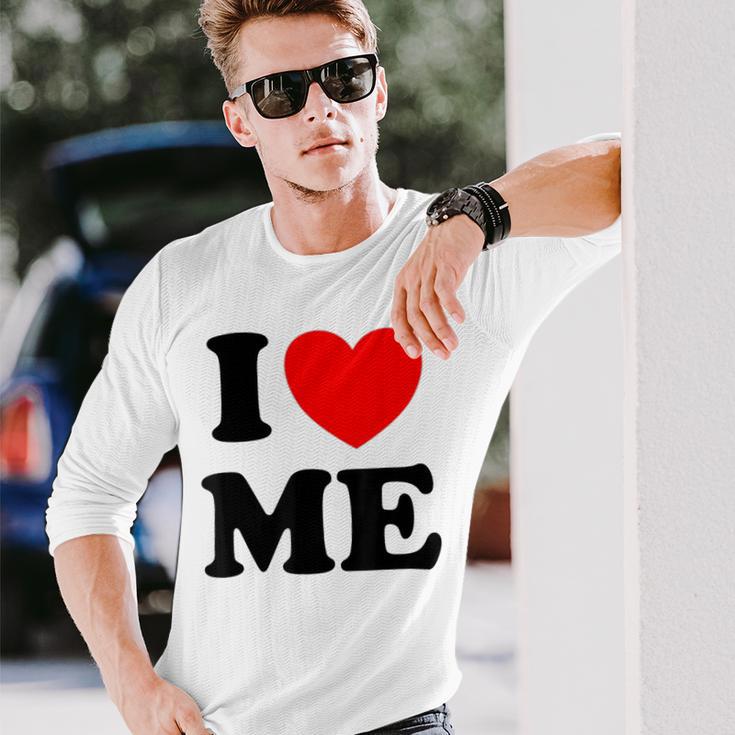 アイ・ラヴ・ミーシャツ I レッド・ハート・ミーアイ・ラヴ・マイセルフ & アイ・ファニー 長袖Tシャツ 彼への贈り物