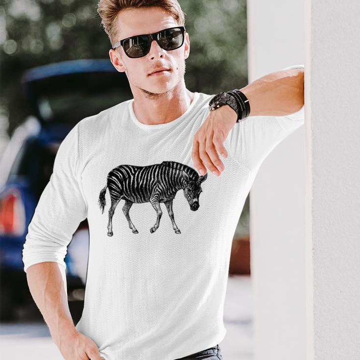 アフリカンゼブラプリント 長袖Tシャツ 彼への贈り物