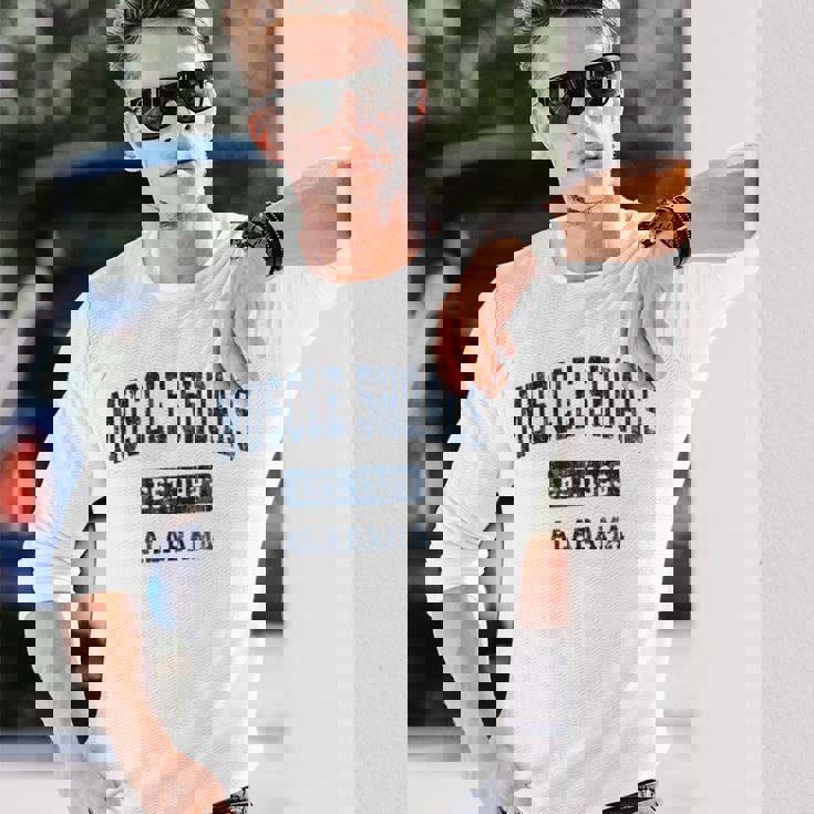 アラバマ州マッスルショールズアラバマ州ヴィンテージスポーツエスタブリッシュドネイビーデス 長袖Tシャツ 彼への贈り物