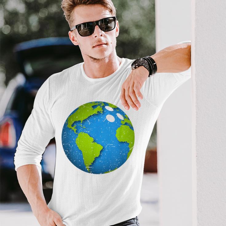 アースボウリングボールアースデイフェイバーズファニーアースデイ 長袖Tシャツ 彼への贈り物