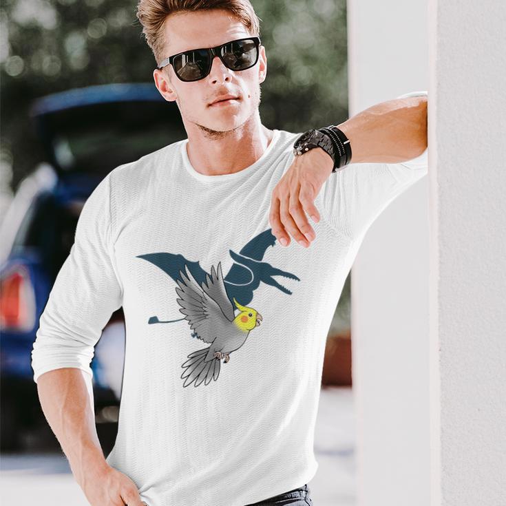 オウム 恐竜 オカメインコ テロダクティルシャドウ 長袖Tシャツ 彼への贈り物