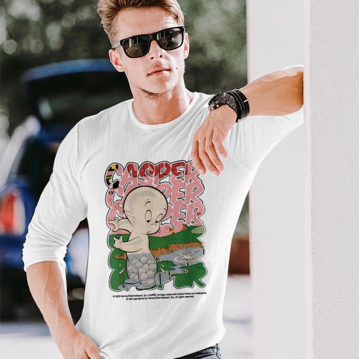 キャスパー 映画 クラシック レトロ コミック スタイル 長袖Tシャツ 彼への贈り物
