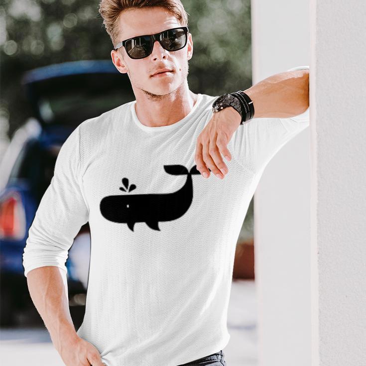 クジラ ブラック レディース メンズ 子供用 長袖Tシャツ 彼への贈り物
