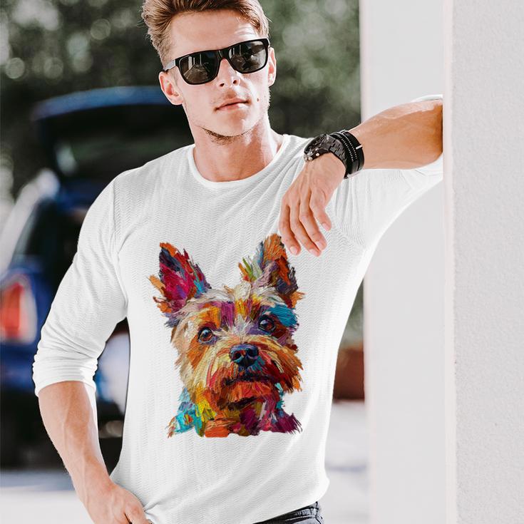 ケアンテリア 犬 モチーフ ペット イラスト ケアンテリア 長袖Tシャツ 彼への贈り物