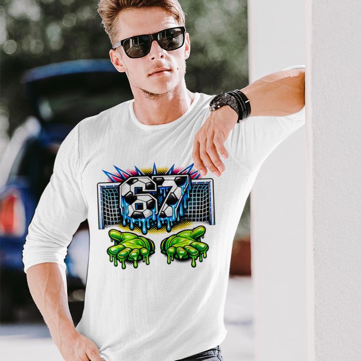 サッカー 67 シックスセブンファニージェンアルファミームドリップ 長袖Tシャツ 彼への贈り物
