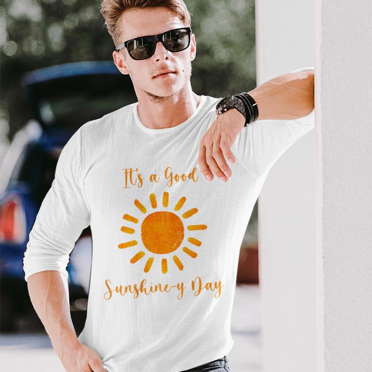 サンシャインデイ オレンジ色 白 長袖Tシャツ 彼への贈り物