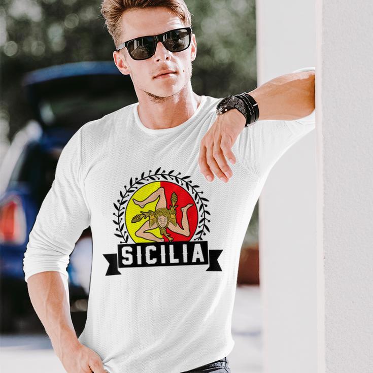 シチリア国旗 シチリア・パレルモ イタリア 長袖Tシャツ 彼への贈り物