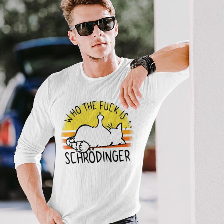 シュレディンガーの猫-シュレディンガーとは誰ですか？シュレディンガーの猫 長袖Tシャツ 彼への贈り物