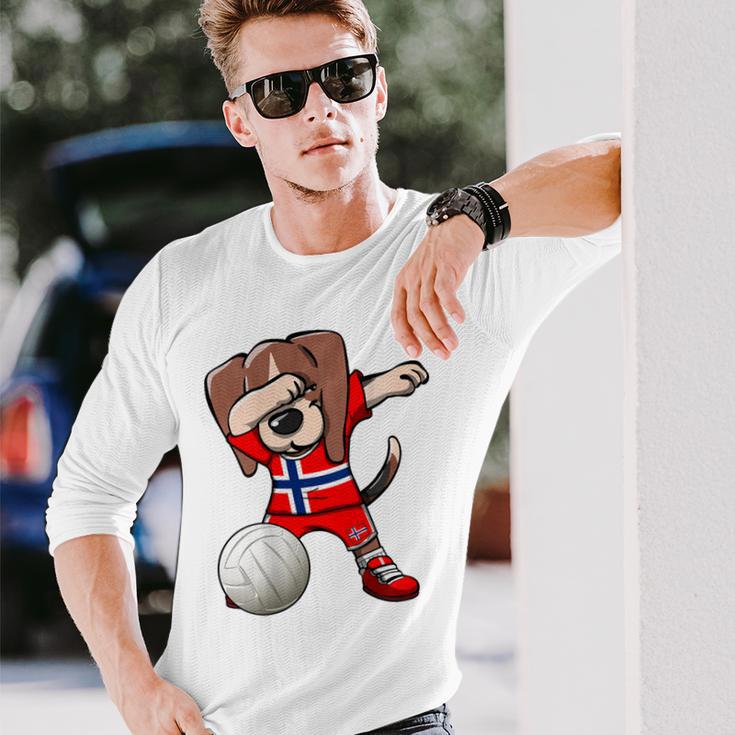 ダビングビーグル犬 ノルウェージャージ ノルウェーバレーボール愛好家 長袖Tシャツ 彼への贈り物