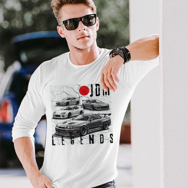 バックプリント ディストレス Jdm レジェンド レースカー 日本国旗 ギフト 長袖Tシャツ 彼への贈り物
