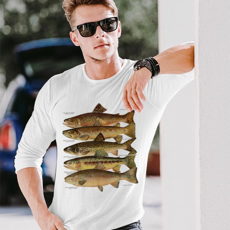 トラウト魚種種フィッシング フライフィッシング トラウト 長袖Tシャツ 彼への贈り物