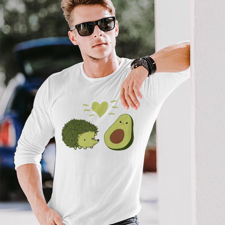 ハリネズミ アボカド ラブ 長袖Tシャツ 彼への贈り物