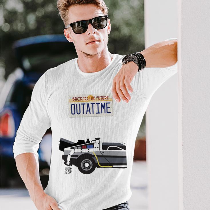 バック・トゥ・ザ・フューチャー Outatime ナンバープレート 長袖tシャツ 長袖Tシャツ 彼への贈り物